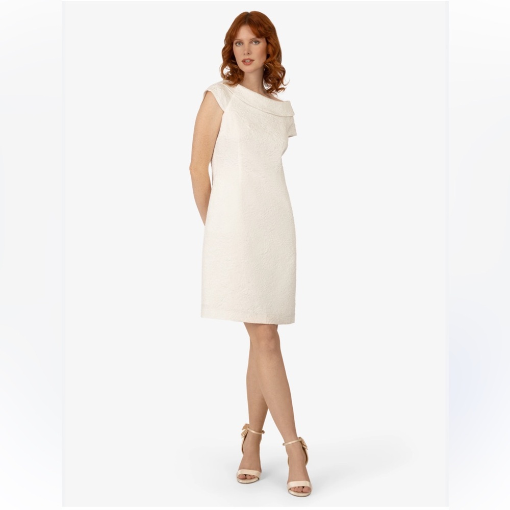 Sandra Darren Cream One Shoulder Sheath Dress